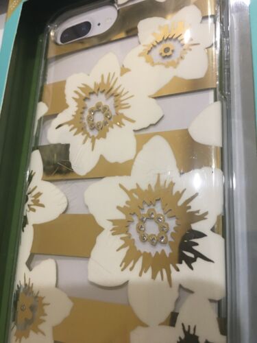 KATE SPADE PHONE CASE WHITE FLOWER GOLD ACCENTS RHINESTONE iPhone 8,7,6s,6 PLUS