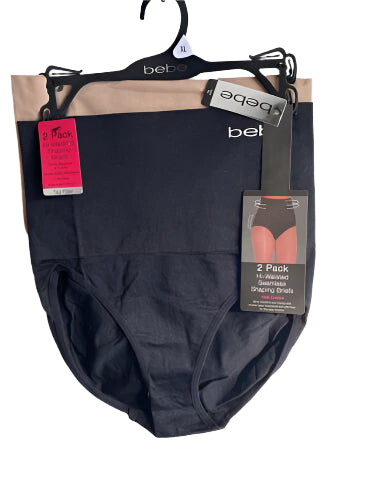 bebe Women’s 2 Pack High-Waisted Microfiber Shaping Briefs~Multicolor~ALL SIZES!