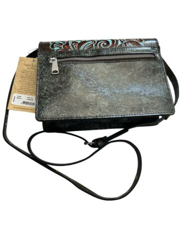 Patricia Nash LOCRI Convertible XBDY TOOLED TURQUOISE Leather P894133~UNIQUE!!