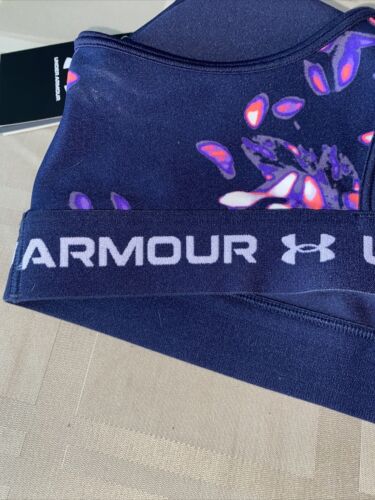 Women's Under Armour Cossback Navy Floral Print Mid Impact Sports Bra~BEAUTIFUL!