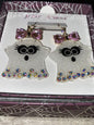 HALLOWEEN~ Betsey Johnson Acrylic Girl Ghost With Pink Crystal Bow Drop Earrings