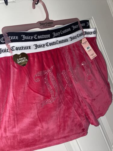 JUICY COUTURE Sleepwear, 2 Pair Velour Shorts, Size L~ Style JC1751~REAR FIND!