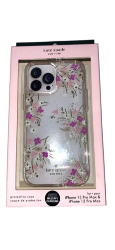 Kate Spade Phone Case For iPhone 12&13 Pro Max Floral Metallic Rhinestone Beauty