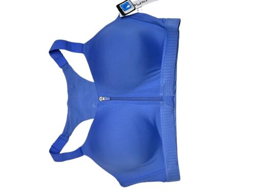 LAYER 8 MAXIMUM SUPPORT SIZE 2X SPORT BRA FITTED Blue/SilverFront Zipper-NEW