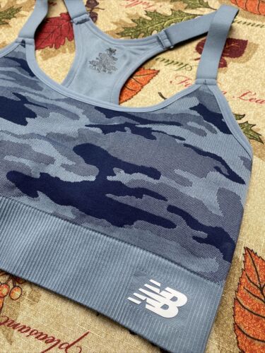 New Balance Medium Impact Sports Bra Style 116718 Blue Camouflage Size XL NEW
