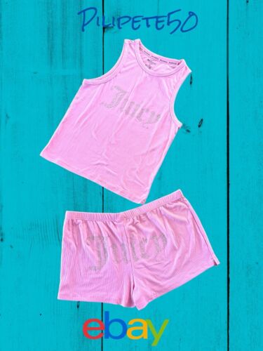 Juicy Couture Sleepwear 2pc Set JC959SP Size L~ Pink With Rhinestones NWT~SEXY!