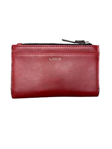 LODIS Coin Purse Bifold Card Wallet  Red Genuine Leather-ABSOLUTELY BEAUTIFUL!!!