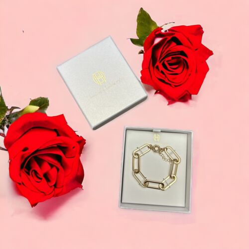 House of Harlow 1960 Paperclip Bracelet Gold NIB