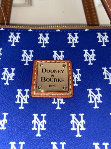 DOONEY & BOURKE New York Mets Zip Top Large Shopper Tote Bag Handbag Blue~UNIQUE