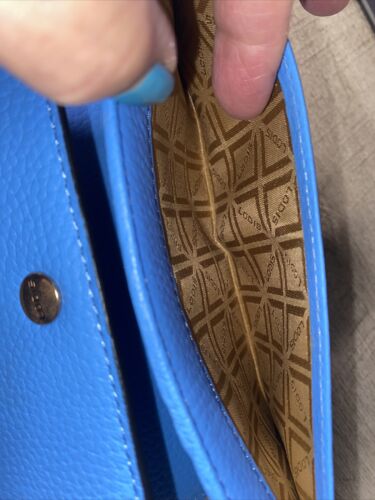 LODIS BLUE Kate Classic Pebbled Leather RFID Slim Large Flap Snap Wallet~UNIQUE
