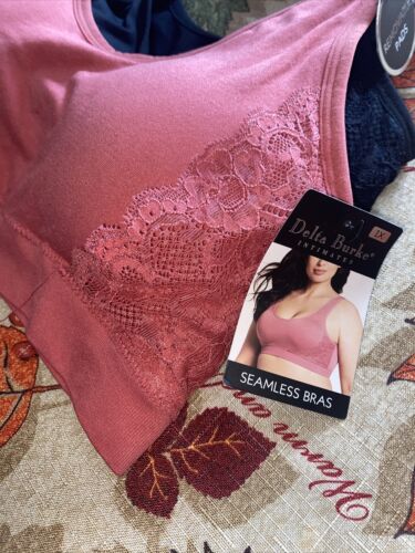 Delta Burke 2-Pack Seamless Bras Size 1X Soft Comfort Lounge Removable Pads NEW