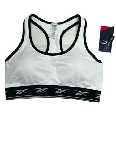 Reebok Seamless Bra~BLACK&WHITE Medium Support LARGE~ MSRP $40 BEAUTIFUL!