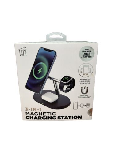 Lax Boost Charge Pro 3-in-1 Wireless Charging Station with MagSafe Black ✅