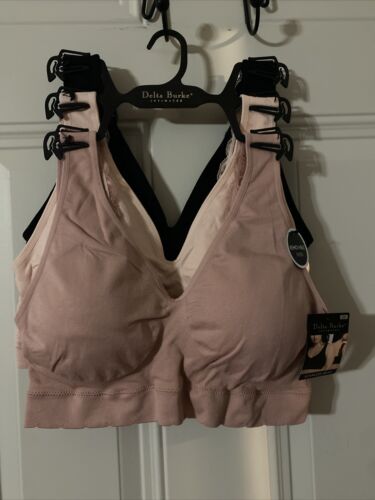 Delta Burke 3-Pack Seamless Bras Size 2X Soft Comfort Lounge Removable Pads NEW