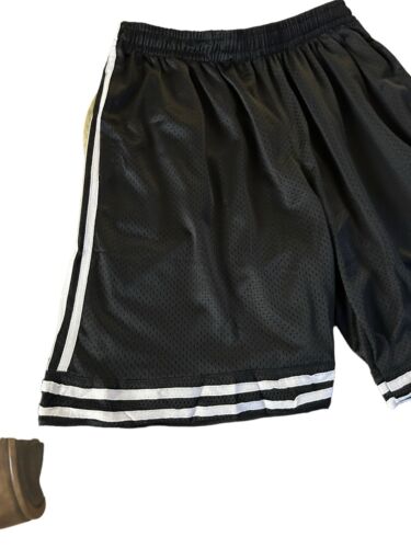 Champion Basketball Shorts Mens~Size Small Black Mesh~White Stripes~ Gym NEW
