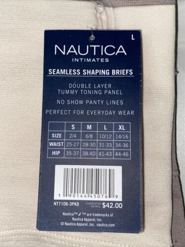NAUTICA INTIMATES NT7106 3PKD MF SEAMLESS SHAPING BRIEF~Large~GREAT FIT! NWT