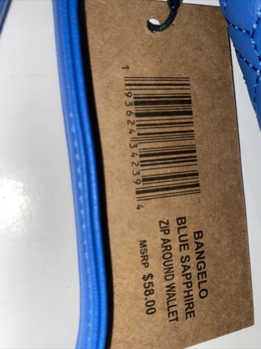 STEVE MADDEN WALLET WRISTLET BLUE SAPPHIRE BANGELO SMOOTH TEXTURED SILVER ZIPPER