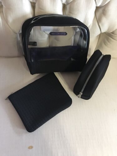 Aimee Kestenberg LANA  3-Piece Set  BLACK Woven Cosmetic Bag Retail $30 NEW