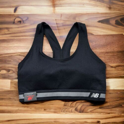 New Balance Medium Impact Sports Bra Style 112013 Gray~Black~Size XL~Racerback