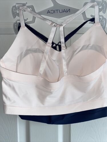 NÁUTICA 2PACK~ NT5454 BRAS CROSSBACK~SIZE L ~LASER CUT~BLUE/PINK~ GREAT FIT!