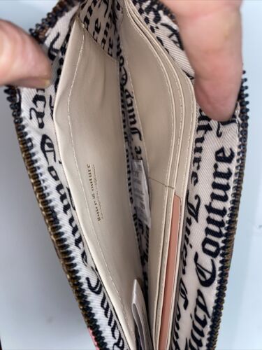 Juicy Couture~Wristlet Wallet Pink Bloom Brown FURGET Me Not~Gothic Logo~CUTE