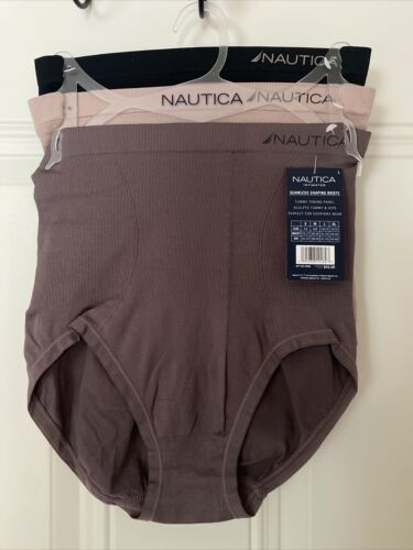 NAUTICA INTIMATES NT7164 3PKD MF SEAMLESS SHAPING BRIEF PANTIES GREAT FIT! LARGE