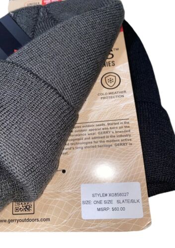 Gerry Unisex Slate/Black 2-Pack One Size Cuffed Knit Beanie Set MSRP $60 NWT