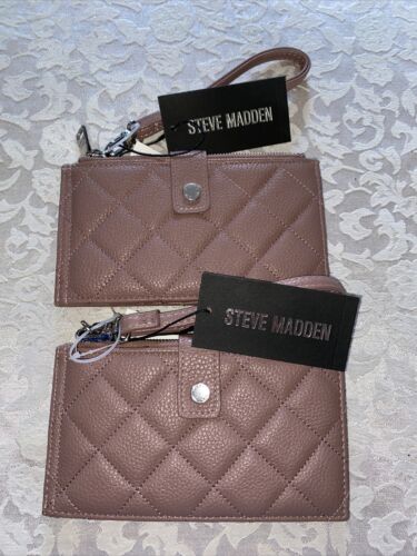 STEVE MADDEN MAUVE WALLET WRISTLET  FOLD OUT DOUBLE ZIPPER SMOOTH TEXTURE CLASSY