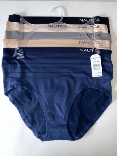 NAUTICA~NT9935~5 PACK~SIZE 2X~MULTICOLOR~SOFT HIGH WAIST BRIEF PANTIES GREAT FIT