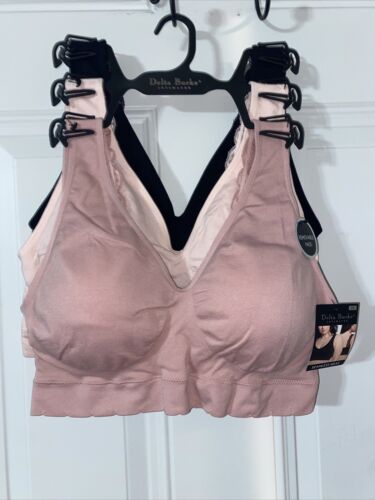 Delta Burke 3-Pack Seamless Bras Size 2X Soft Comfort Lounge Removable Pads NEW