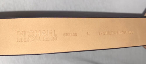 MICHAEL KORS BELT VANILLA MK LOGO WITH TRIPLE BELT LOOP WITH GOLD BUCKLE