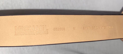 MICHAEL KORS BELT VANILLA MK LOGO WITH TRIPLE BELT LOOP WITH GOLD BUCKLE
