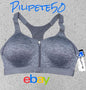 LAYER 8 MAXIMUM SUPPORT SIZE 2XL Sports Bra HEATHER GRAY Fitted Front Zipper-NEW