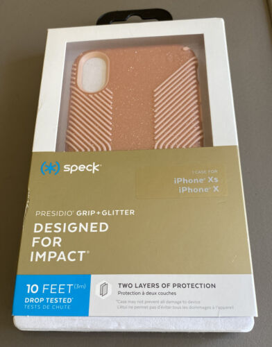 Speck Presidio Phone Case Grip+Glitter  for iPhone X/XS - Pink Drop Tested 10 Ft