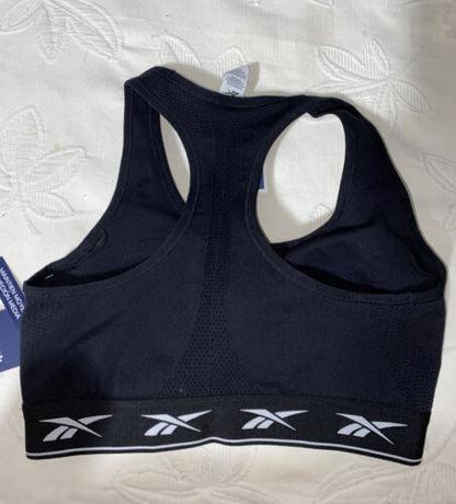 Reebok Stellar Seamles Bra Black/ Gray Medium Retail $40 NEW