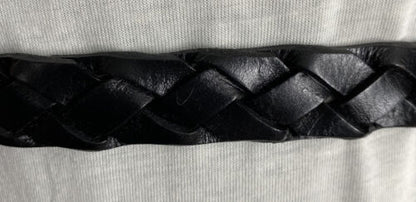 MICHAEL KORS BELT BLACK LEATHER WEAVE SUPER RARE MK LOGO BUCKLE SKINNY