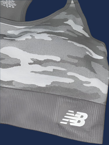 New Balance Medium Impact Sports Bra Style Gray Camouflage Size L NEW