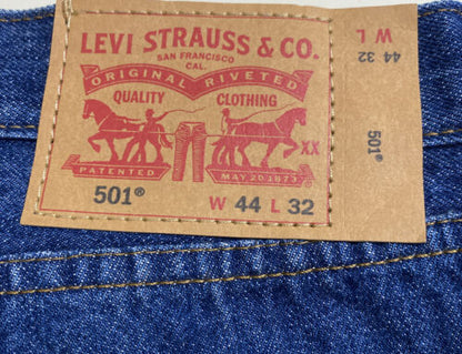 Levi's 501 Men’s Button fly Original Stretch Denim Blue Jeans 44W X 32 L