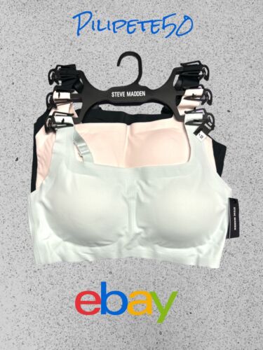 Steve Madden Women’s 3-Pack Seamless Lounge Bra Removable Pads Size M~ MSRP $84