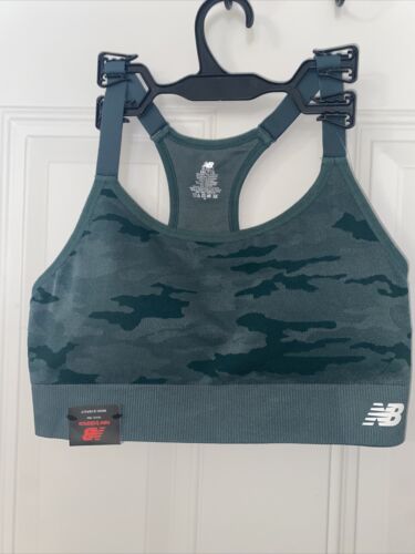 New Balance Medium Impact Sports Bra~116718~DARK AGAVE GREEN~Camouflage Sze XXL