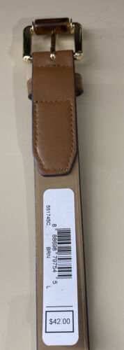 MICHAEL KORS BELT BROWN WITH PRINTED MK LOGO WITH TAN BELT LOOP AND GOLD BUCKLE