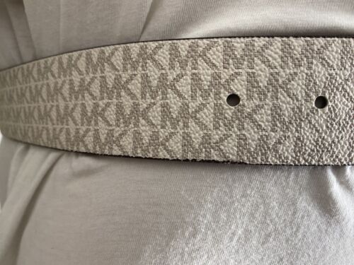 MICHAEL KORS BELT WHITE MK LOGO GOLD BUCKLE SIZE MEDIUM "CLASSY" MSRP $42