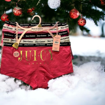 Juicy Couture~Women Boyshort Underwear Panties Cotton Blend 5-Pair JC7530~WOW~L
