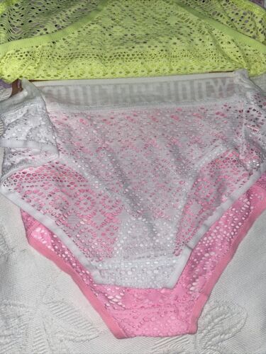 JUICY COUTURE Women’s Intimates Lace Cheeky Underwear Panties Size L 5 Pcs CUTE!