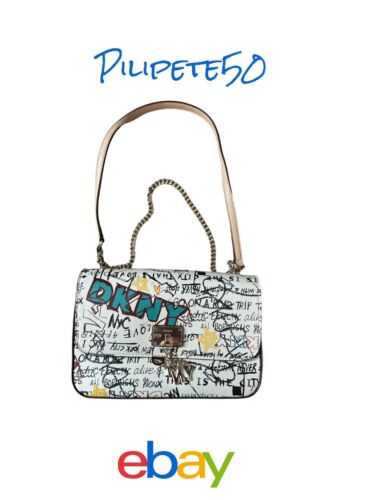 DKNY Women’s CLEO FLAP BAG  XBODY PURSE Multicolor~ GRAFFITI DESIGN~UNIQUE