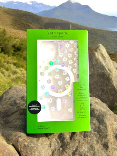 kate spade phone case I Phone 13-14-15 iridescent-rhinestone-tiny daisies-UNIQUE