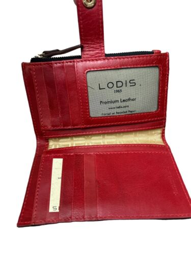 LODIS Coin Purse Bifold Card Wallet  Red Genuine Leather-ABSOLUTELY BEAUTIFUL!!!