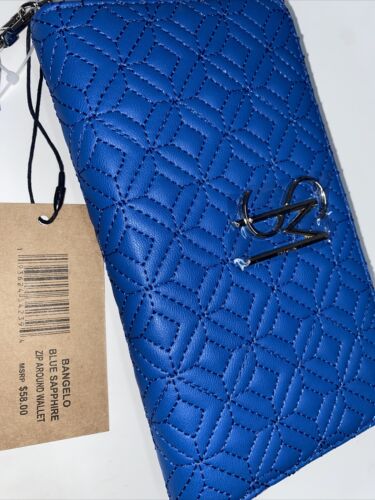STEVE MADDEN WALLET WRISTLET BLUE SAPPHIRE BANGELO SMOOTH TEXTURED SILVER ZIPPER