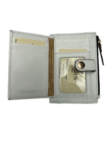 LODIS Coin Purse Bifold Card Wallet WHITE Genuine Leather-ABSOLUTELY BEAUTIFUL!