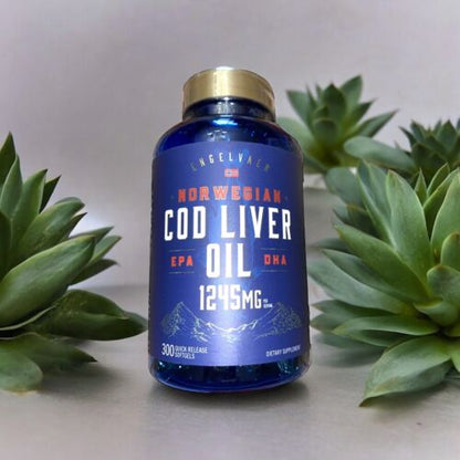 Cod Liver Oil Softgels | 1245mg | 300 Count | Norwegian | Non GMO, Gluten Free
